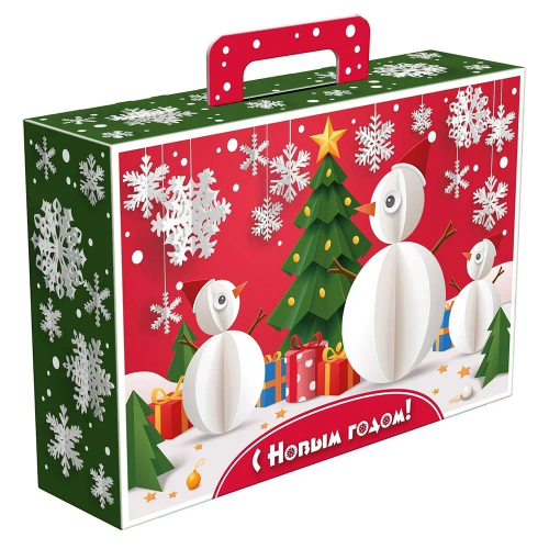 Подарок с конфетами «Чемодан с играми Снежинки» 800г Премиум